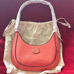 Tory Burch Robinson Embossed Leather Crescent Bag